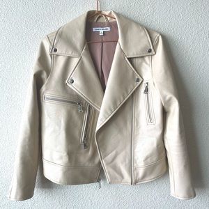 XS Elizabeth & James creamy white leather jacket